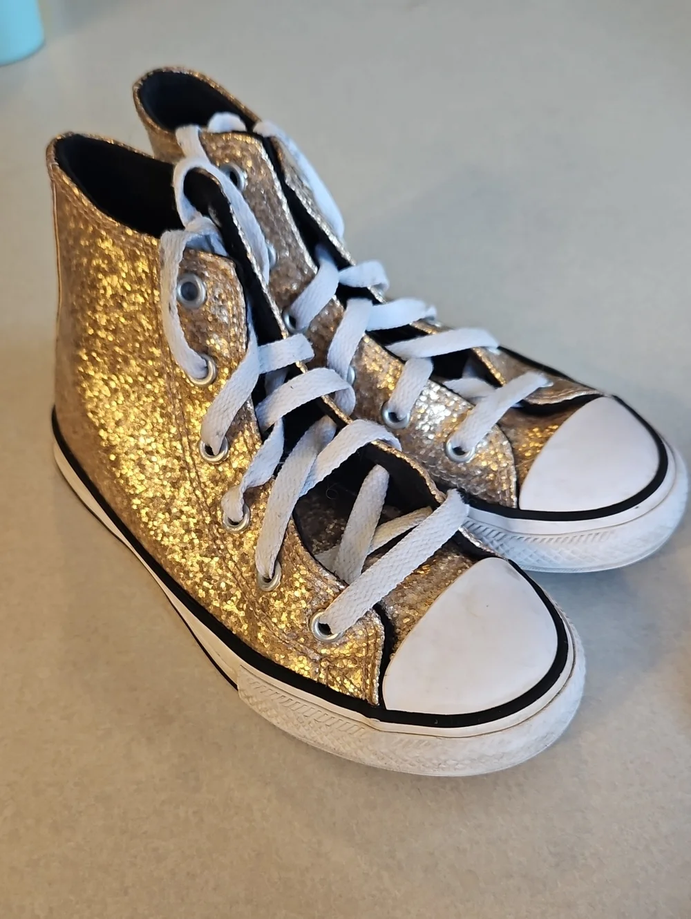 Youth Gold High Top Converse Sneakers